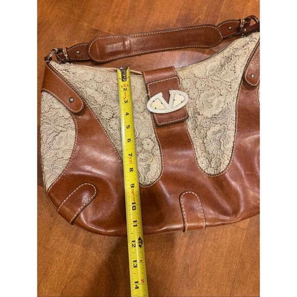 Vintage authentic Valentino, lace and leather shoulder bag rare - Picture 9 of 11